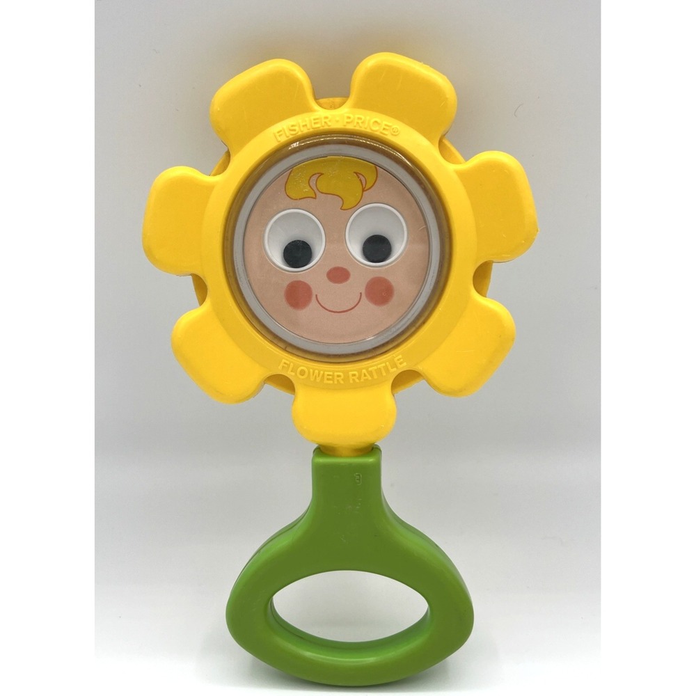 VINTAGE Fisher Price Flower Rattle Mirror Crib & Playpen #424 70's USA